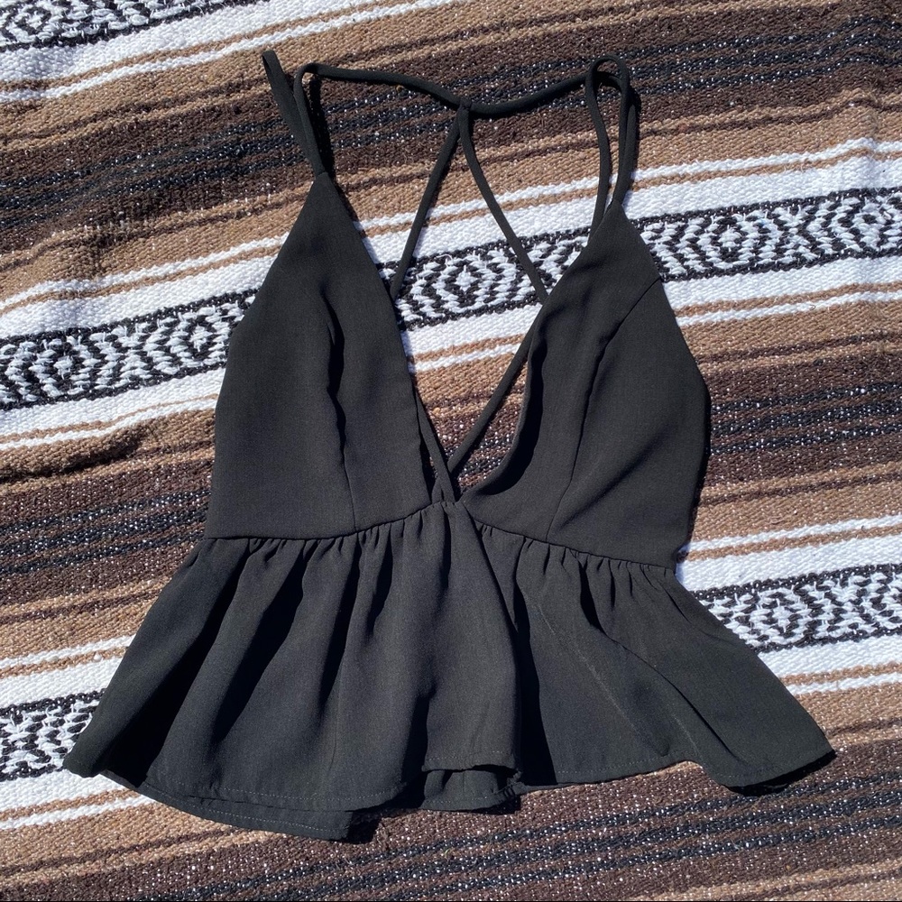 SILENCE + NOISE Black Strappy Crop Top